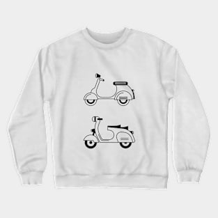 Illustration of two stylized black and white scooter (motorcycle) Crewneck Sweatshirt